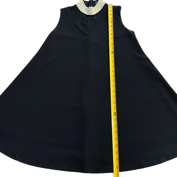 Gracia Black Sleeveless Dress Small Silver Embellished Collar Lined A-Line - Picture 8 of 8